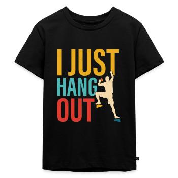 I Just Hang Out Boulder Climbing - Kinder Premium Bio T-Shirt - Schwarz - Vorne - Mikhail (115cm)