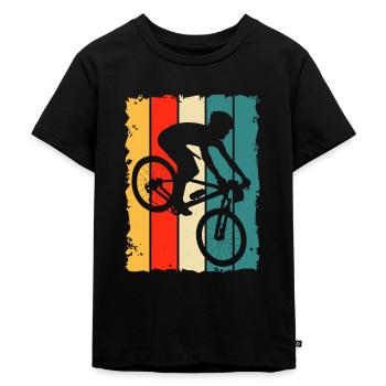 Fahrrad Kinder Shirt Fahrradfahrer Vintage Retro - Kinder Premium Bio T-Shirt - Schwarz - Vorne - Mikhail (115cm)