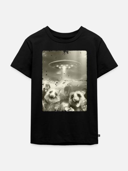 Alien Ufo Invasion Possums - Kinder Premium Bio T-Shirt - Schwarz
