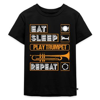 Coole Trompetenkunst Silhouette Lustiger Messing Slogan - Kinder Premium Bio T-Shirt - Schwarz - Vorne - Mikhail (115cm)