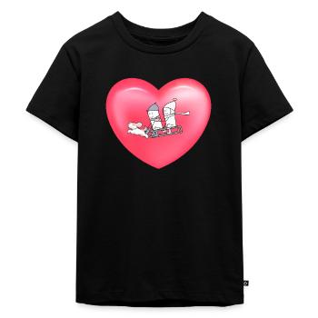 Niedlicher Winter Schlittenfahren Herz Ballon Cute - Kinder Premium Bio T-Shirt - Schwarz - Vorne - Mikhail (115cm)