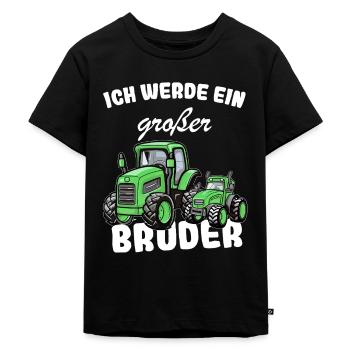 Nachwuchs Verkünden | Ich Werde Großer Bruder 2026 - Kinder Premium Bio T-Shirt - Schwarz - Vorne - Mikhail (115cm)