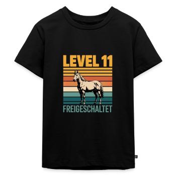 Level 11 Freigeschaltet Pferdeliebhaber Geburtstag - Kinder Premium Bio T-Shirt - Schwarz - Vorne - Mikhail (115cm)