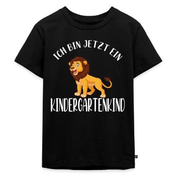 Ich bin jetzt ein Kindergartenkind Löwe - Kinder Premium Bio T-Shirt - Schwarz - Vorne - Mikhail (115cm)
