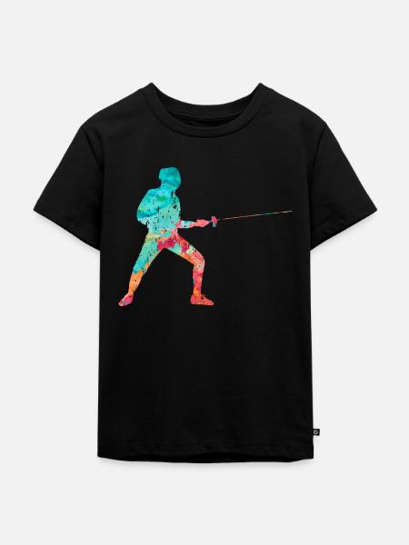 Fechten und Fechtsport PopArt - Kinder Premium Bio T-Shirt - Schwarz