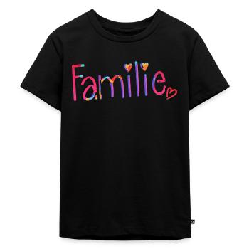 Familie Brush Herz - Kinder Premium Bio T-Shirt - Schwarz - Vorne - Mikhail (115cm)