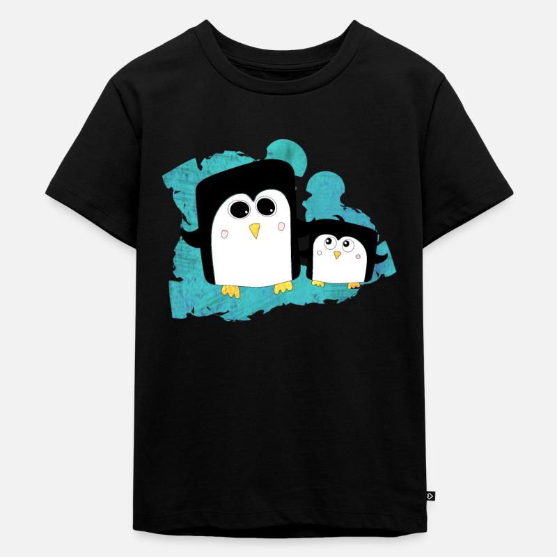 Pinguin Geschwister - Kinder Premium Bio T-Shirt - Schwarz