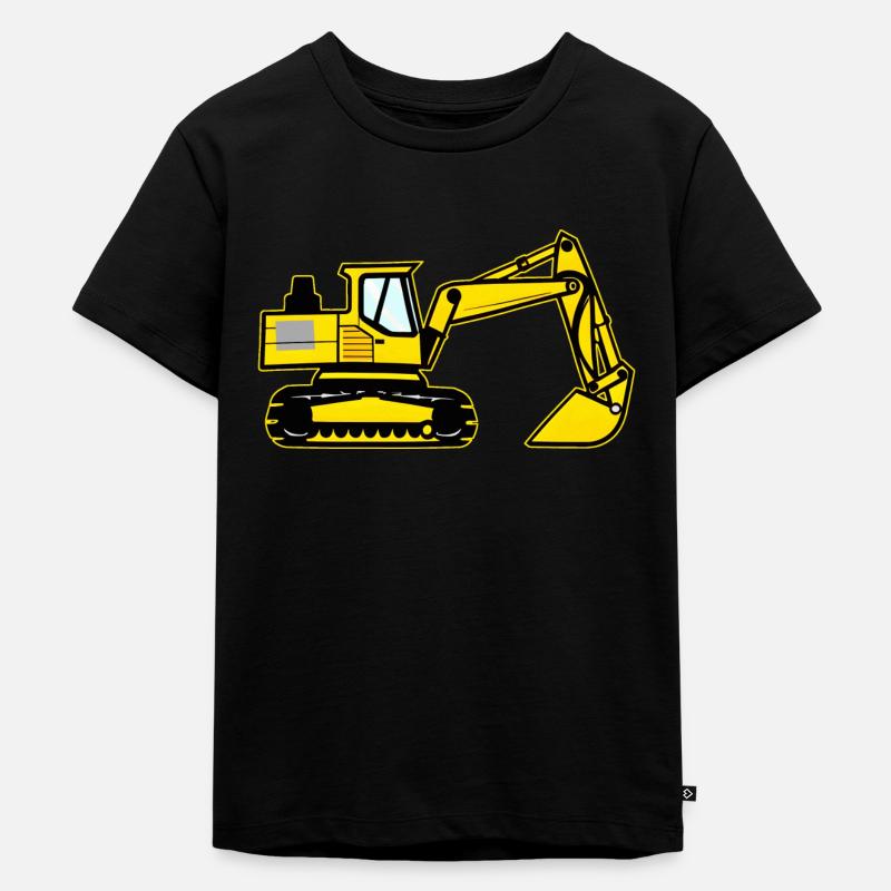 Kinder Bagger Gelber Schaufelbagger - Kinder Premium Bio T-Shirt - Schwarz