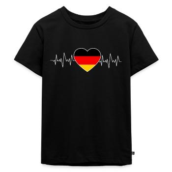 HEARTBEAT - HERZSCHLAG - DEUTSCHLAND - Kinder Premium Bio T-Shirt - Schwarz - Vorne - Mikhail (115cm)