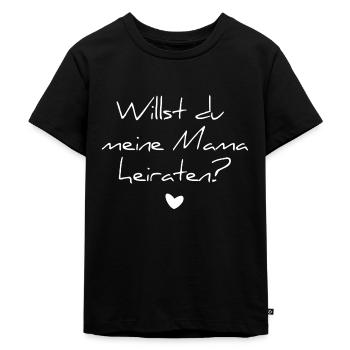 Heiratsantrag - Willst du meine Mama heiraten? - Kinder Premium Bio T-Shirt - Schwarz - Vorne - Mikhail (115cm)
