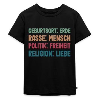 Jesus Geburtsort Erde Rasse Mensch Religion Liebe - Kinder Premium Bio T-Shirt - Schwarz - Vorne - Mikhail (115cm)