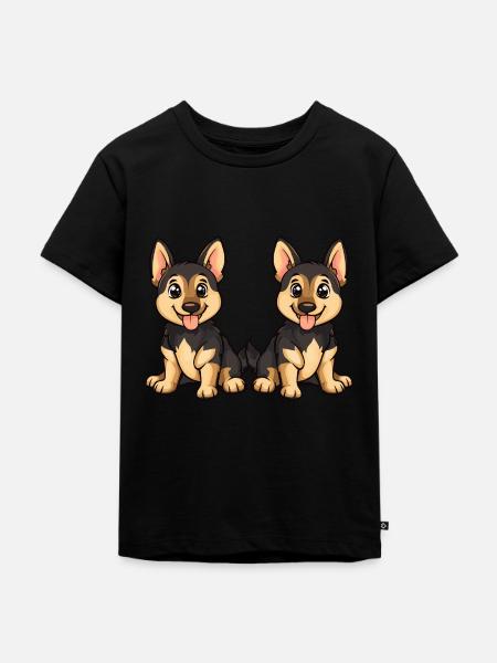 German Shepherd Hund Comic - Kinder Premium Bio T-Shirt - Schwarz