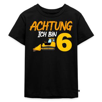 Ich bin 6 Planierraupe 6. Geburtstag 6 Jahre - Kinder Premium Bio T-Shirt - Schwarz - Vorne - Mikhail (115cm)