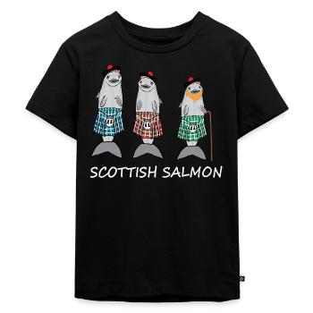 Scottish salmon for fish lovers- scottish gift - Kids Premium Organic T-Shirt - black - Front - Mikhail (115cm)