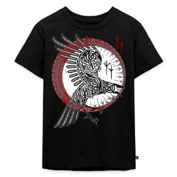 NORSE RAVEN - Walhalla Raben Wikinger - Kinder Premium Bio T-Shirt - Schwarz - Vorne - Mikhail (115cm)
