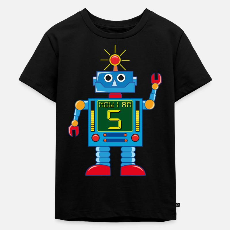 Roboter ich bin 5 - Kinder Premium Bio T-Shirt - Schwarz