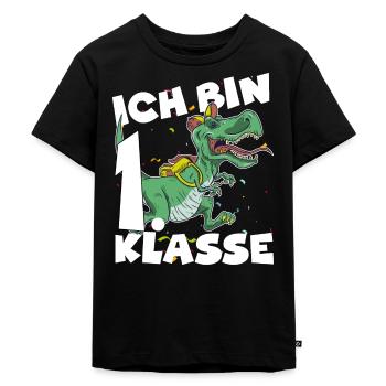 Ich bin erste Klasse Dino Einschulung Dinosaurier - Kinder Premium Bio T-Shirt - Schwarz - Vorne - Mikhail (115cm)