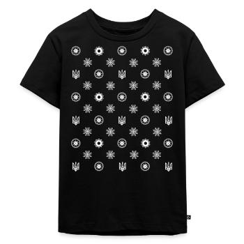 Ukraine Trysub_Repeated symbole Pattern_White - T-shirt Premium bio Enfant - noir - Devant - Mikhail (115cm)