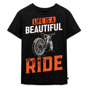 Life is a beautiful ride bike tour - Kids Premium Organic T-Shirt - black - Front - Mikhail (115cm)
