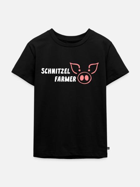 Landwirtschaft Schnitzel Farmer Bauer - Kinder Premium Bio T-Shirt - Schwarz