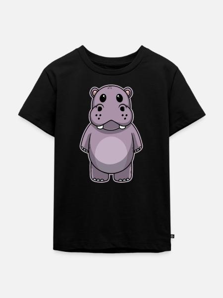 Süßes Tier Baby Nilpferd - Kinder Premium Bio T-Shirt - Schwarz
