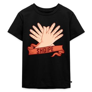 SHQIPE Albanian flag eagle hand sign - Kids Premium Organic T-Shirt - black - Front - Mikhail (115cm)