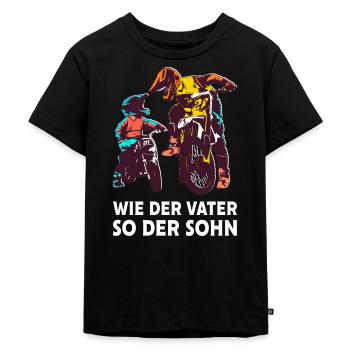 Wie der Vater so der Sohn Motocross Papa Motorrad - Kinder Premium Bio T-Shirt - Schwarz - Vorne - Mikhail (115cm)
