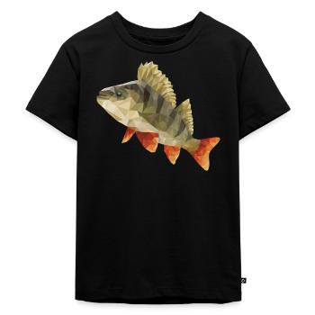 Barsch Angeln Polygon - Kinder Premium Bio T-Shirt - Schwarz - Vorne - Mikhail (115cm)