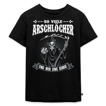 So Viele Arschlöcher Und Nur Eine Sense - Kinder Premium Bio T-Shirt - Schwarz - Vorne - Mikhail (115cm)