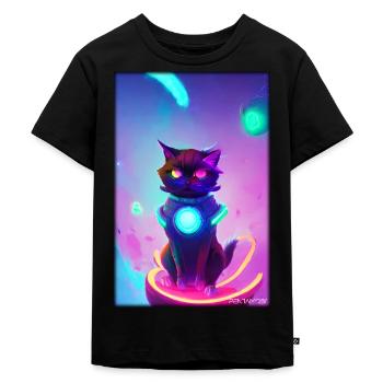 Space Cyber Cat Future Pet Cat Love - T-shirt Premium bio Enfant - noir - Devant - Mikhail (115cm)