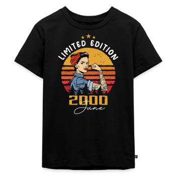 Vintage 2000 - Born In June 2000 - Kinder Premium Bio T-Shirt - Schwarz - Vorne - Mikhail (115cm)