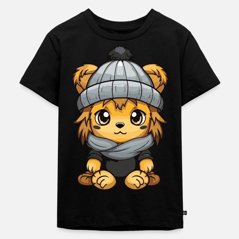 Lion Winter Comic Søt - Premium økologisk T-skjorte for barn - svart