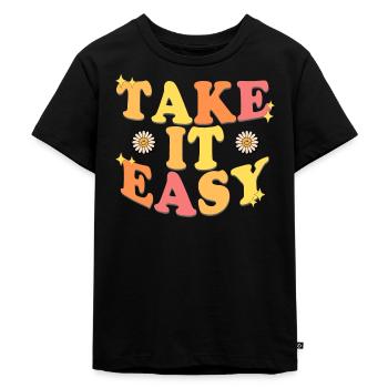 Take It Easy - Kinder Premium Bio T-Shirt - Schwarz - Vorne - Mikhail (115cm)