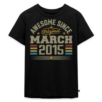 März 2015 Geburtstag Vintage Geschenkidee 2015 - Kinder Premium Bio T-Shirt - Schwarz - Vorne - Mikhail (115cm)