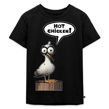 Seagull Speech Bubble Hot Chicken - Kids Premium Organic T-Shirt - black - Front - Mikhail (115cm)