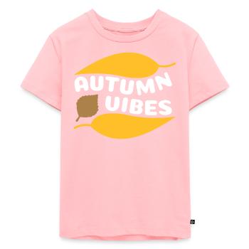 Autumn vibes (geschwungene Laubblätter) - Kinder Premium Bio T-Shirt - Rosa - Vorne - AI Model Kid Female (0cm)