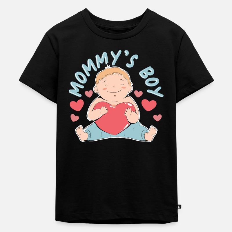 Mommys Boy - Kinder Premium Bio T-Shirt - Schwarz