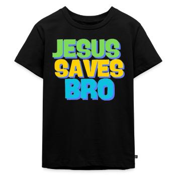 Jesus saves bro - Kinder Premium Bio T-Shirt - Schwarz - Vorne - Mikhail (115cm)