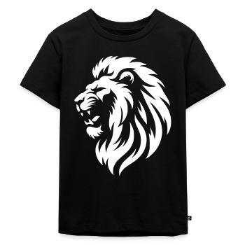 Löwenkopf Silhouette - Kinder Premium Bio T-Shirt - Schwarz - Vorne - Mikhail (115cm)