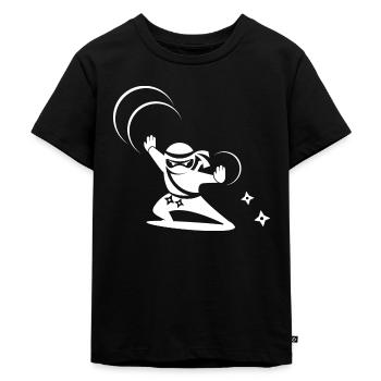Ninja Sterne Samurai Schulkind Schulanfang - Kinder Premium Bio T-Shirt - Schwarz - Vorne - Mikhail (115cm)