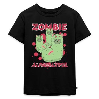 Zombie Alpacalypse Halloween enge Apocalyps - Kinderen Premium Bio T-shirt - zwart - Voor - Mikhail (115cm)