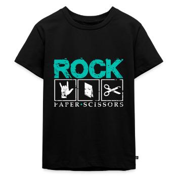 Rock Paper Scissors funny saying gift - Kids Premium Organic T-Shirt - black - Front - Mikhail (115cm)