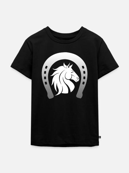 Glückspferd mit Huf - Kinder Premium Bio T-Shirt - Schwarz