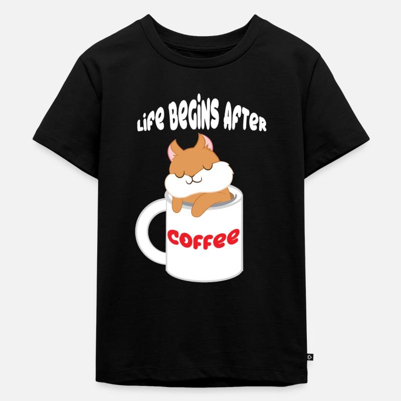 Squirrel - coffee - squirrel - gift - Kids Premium Organic T-Shirt - black