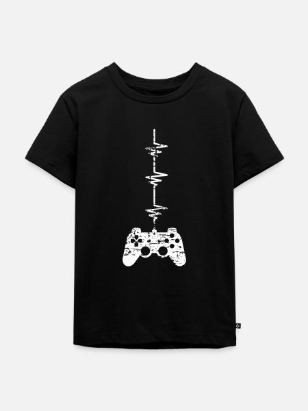 Gaming Heartbeat - Kinder Premium Bio T-Shirt - Schwarz