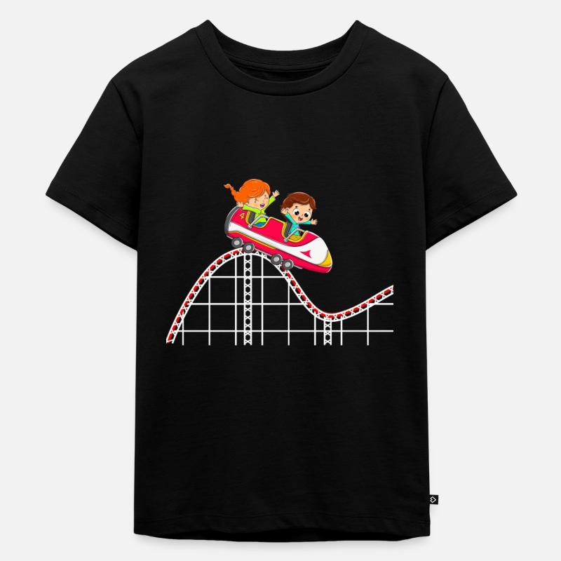 Happy Roller Coaster Freizeitpark - Kinder Premium Bio T-Shirt - Schwarz