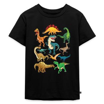 Dinosaurier-Arten Grafiken Dino T-Rex Jungen Dinos - Kinder Premium Bio T-Shirt - Schwarz - Vorne - Mikhail (115cm)