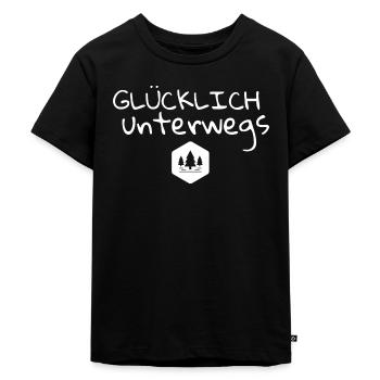 Glücklich unterwegs - Kinder Premium Bio T-Shirt - Schwarz - Vorne - Mikhail (115cm)