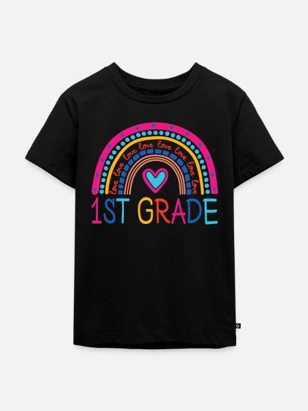 Official 1st Class Rainbow Enrollment - Kids Premium Organic T-Shirt - black