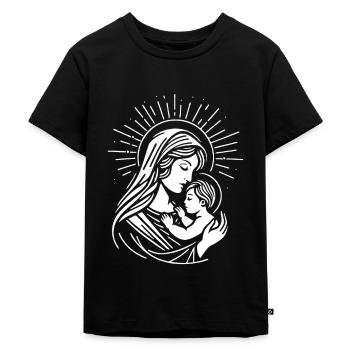 Mutter Maria Design – Symbol der Liebe - Kinder Premium Bio T-Shirt - Schwarz - Vorne - Mikhail (115cm)